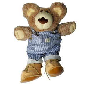 Vintage 1985 Furskins 22" Dudley Bear Plush Teddy Stuffed Animal Toy Overalls